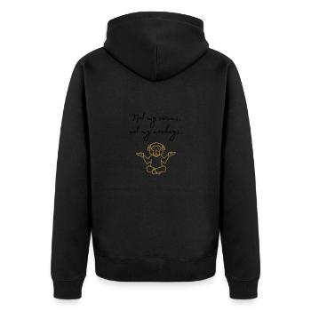 Not my circus, not my monkeys Mantra lustig - Unisex Premium Bio Zip Hoodie - Schwarz - Hinten - Nico (187cm)