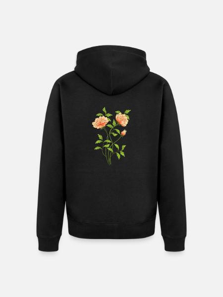 Flowers - Unisex Premium Organic Zip Hoodie - black