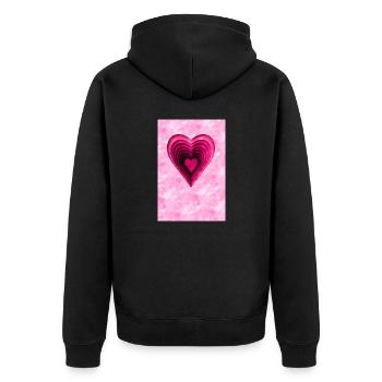 Rosa Herz - Unisex Premium Bio Zip Hoodie - Schwarz - Hinten - Nico (187cm)
