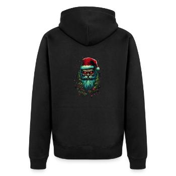 Xmas Santa - Unisex Premium Bio Zip Hoodie - Schwarz - Hinten - Nico (187cm)