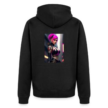 Fille cyberpunk - Veste à capuche bio Premium Unisexe - noir - Dos - Nico (187cm)