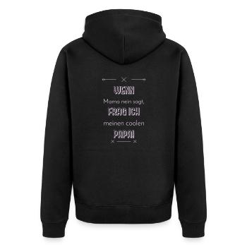 lustige sprüche cooler papa - Unisex Premium Bio Zip Hoodie - Schwarz - Hinten - Nico (187cm)