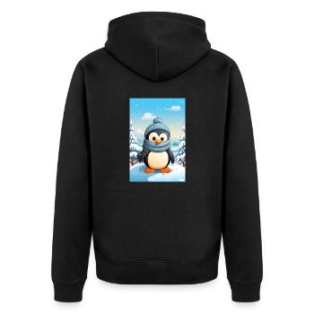Pinguin im Winterwonderland - Unisex Premium Bio Zip Hoodie - Schwarz - Hinten - Nico (187cm)