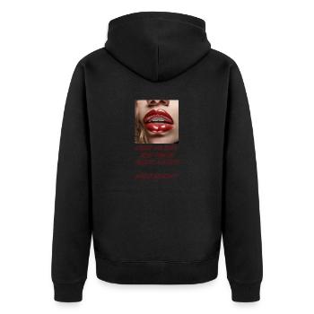Küssen kann Kalorien verbrennen. Willst du trainieren? - Unisex Premium Bio Zip Hoodie - Schwarz - Hinten - Nico (187cm)