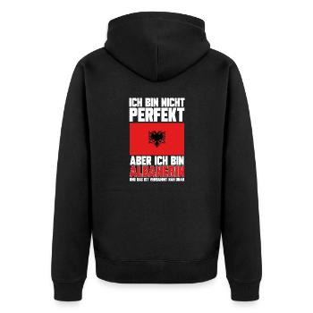 Albanische Flagge Albanischer Adler Shqiponja - Unisex Premium Bio Zip Hoodie - Schwarz - Hinten - Nico (187cm)