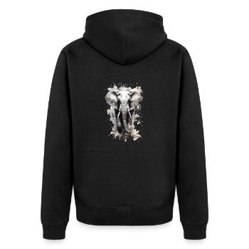 Watercolor Splash elephant - Unisex Premium Bio Zip Hoodie - Schwarz - Hinten - Nico (187cm)