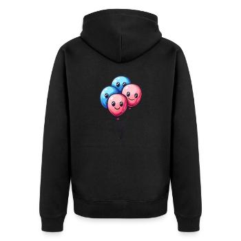 Ballons für Kinder - Unisex Premium Bio Zip Hoodie - Schwarz - Hinten - Nico (187cm)