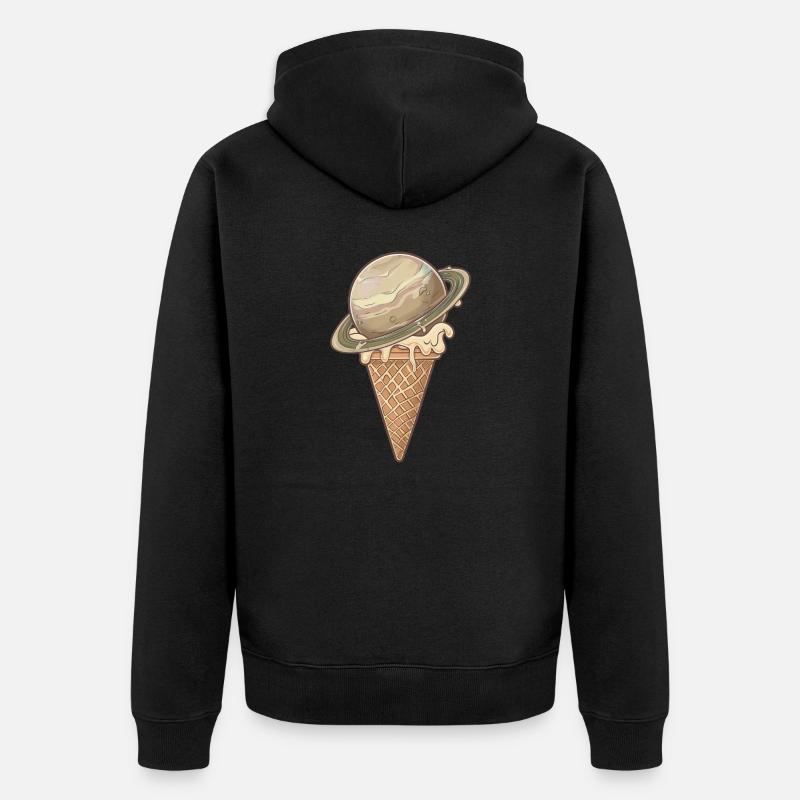 Planète de glace Saturne - Veste à capuche bio Premium Unisexe - noir