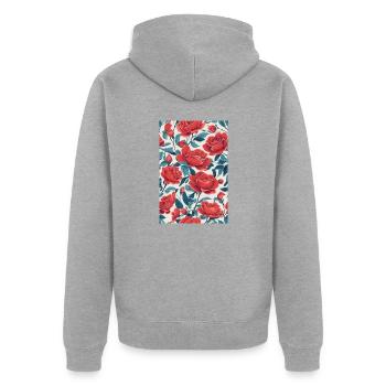 Roses rouges - Veste à capuche bio Premium Unisexe - gris chiné - Dos - Nico (187cm)