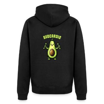 Avocardio - exotische Fitness-Frucht - Unisex Premium Bio Zip Hoodie - Schwarz - Hinten - Nico (187cm)