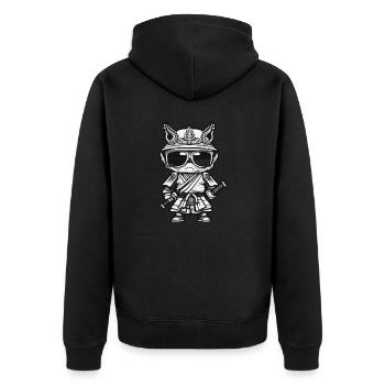 Samurai / Japanisch / Harakiri / Katana / Mann - Unisex Premium Bio Zip Hoodie - Schwarz - Hinten - Nico (187cm)