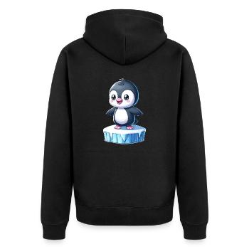Pinguin - Unisex Premium Bio Zip Hoodie - Schwarz - Hinten - Nico (187cm)