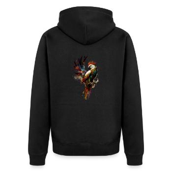 Papagei - Unisex Premium Bio Zip Hoodie - Schwarz - Hinten - Nico (187cm)