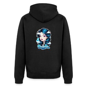 rêver - rêveur - rêveuse - rêve - rêverie - Veste à capuche bio Premium Unisexe - noir - Dos - Nico (187cm)