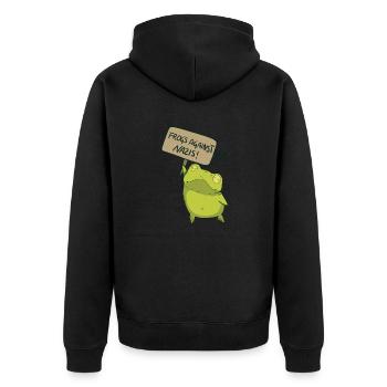Frogs against Nazis - Unisex Premium Organic Zip Hoodie - black - Back - Nico (187cm)