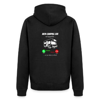 Mein Wohnmobil - Unisex Premium Bio Zip Hoodie - Schwarz - Hinten - Nico (187cm)
