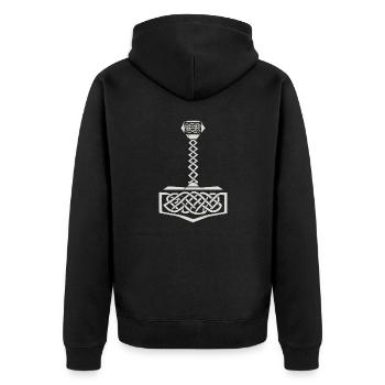 Mjolnir - Unisex Premium Organic Zip Hoodie - black - Back - Nico (187cm)