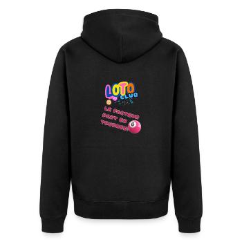 LOTO - BINGO - 6 - LE FACTEUR PART EN TOURNEE - Veste à capuche bio Premium Unisexe - noir - Dos - Nico (187cm)
