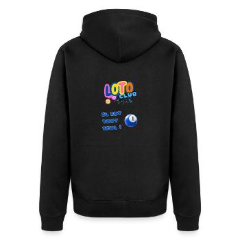 LOTO - BINGO - 1 - IL EST TOUT SEUL - Veste à capuche bio Premium Unisexe - noir - Dos - Nico (187cm)
