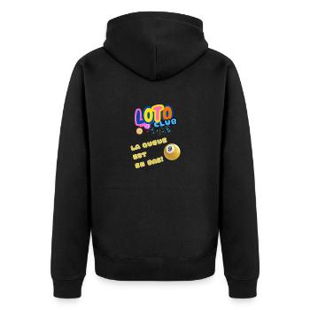 LOTO - BINGO - 9 - LA QUEUE EST EN BAS - Veste à capuche bio Premium Unisexe - noir - Dos - Nico (187cm)