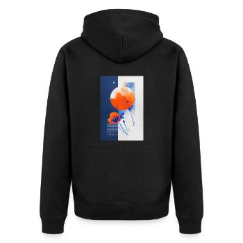 Mohnblume - Unisex Premium Bio Zip Hoodie - Schwarz - Hinten - Nico (187cm)
