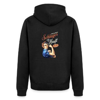 Schlager gibt Kraft - Retro-Design für Schlagerfan - Unisex Premium Bio Zip Hoodie - Schwarz - Hinten - Nico (187cm)