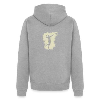 Volley-ball Beach Grunge Vintage - Veste à capuche bio Premium Unisexe - gris chiné - Dos - Nico (187cm)