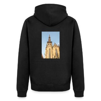 Marienkirche Osnabrück - Unisex Premium Bio Zip Hoodie - Schwarz - Hinten - Nico (187cm)