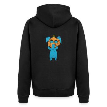 Elefant Kuerbis - Unisex Premium Bio Zip Hoodie - Schwarz - Hinten - Nico (187cm)