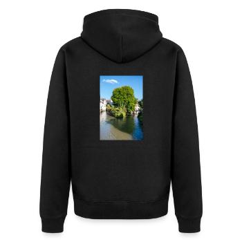 Cityscape of Esslingen am Neckar from Agnesbrücke - Unisex Premium Organic Zip Hoodie - black - Back - Nico (187cm)