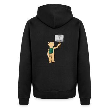 Back to School - Unisex Premium Bio Zip Hoodie - Schwarz - Hinten - Nico (187cm)