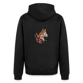 Monster Fuchs - Unisex Premium Bio Zip Hoodie - Schwarz - Hinten - Nico (187cm)