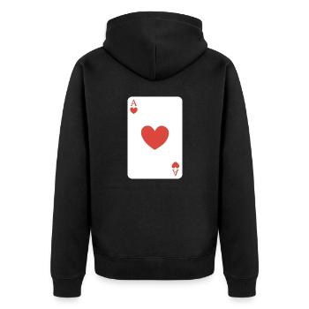 Herz-Ass - Unisex Premium Bio Zip Hoodie - Schwarz - Hinten - Nico (187cm)