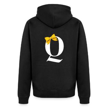 Lettre q nœud jaune - Veste à capuche bio Premium Unisexe - noir - Dos - Nico (187cm)