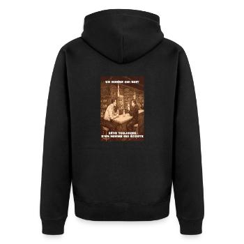 homme qui boit rêve toujours d'un homme qui écoute - Veste à capuche bio Premium Unisexe - noir - Dos - Nico (187cm)