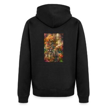 Herbst-Waldschloss Autumn Forest Castle - Unisex Premium Organic Zip Hoodie - black - Back - Nico (187cm)