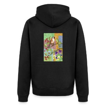 Bunter Vogel - Unisex Premium Bio Zip Hoodie - Schwarz - Hinten - Nico (187cm)
