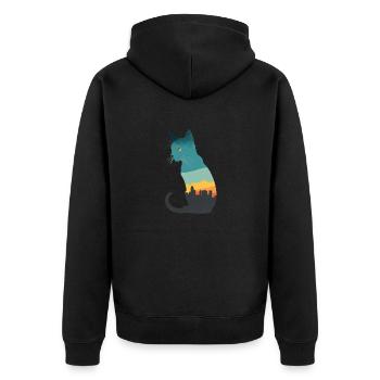 Silhouette of a cat with an urban flair - Unisex Premium Organic Zip Hoodie - black - Back - Nico (187cm)
