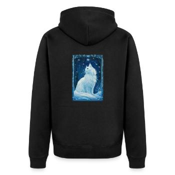 Cloudtail Wolkenschweif Mucha 1920er weiße Katze - Unisex Premium Bio Zip Hoodie - Schwarz - Hinten - Nico (187cm)