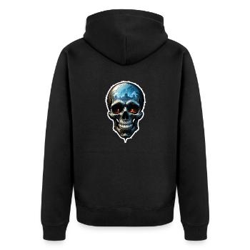 Skull Skull 05837 - Unisex Premium Organic Zip Hoodie - black - Back - Nico (187cm)