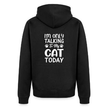 Lustiges Katzenliebhaber Spruchmotiv - Unisex Premium Bio Zip Hoodie - Schwarz - Hinten - Nico (187cm)