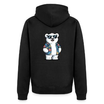 Funny Summer Polar Bear - Unisex Premium Organic Zip Hoodie - black - Back - Nico (187cm)