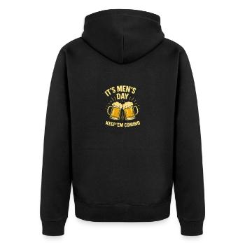 It's Men's Day Keep'Em Coming, Männertag, Vatertag - Unisex Premium Bio Zip Hoodie - Schwarz - Hinten - Nico (187cm)