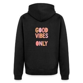 Pastell Statement Art - Unisex Premium Bio Zip Hoodie - Schwarz - Hinten - Nico (187cm)