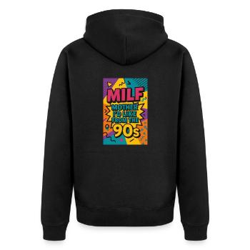 Mutter, die ich gerne aus den 90ern habe | Retro 90er Jahre Mutter - Unisex Premium Bio Zip Hoodie - Schwarz - Hinten - Nico (187cm)