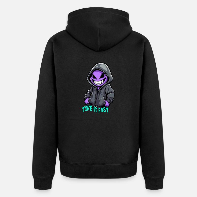 Comic Face - allez-y doucement - Veste à capuche bio Premium Unisexe - noir