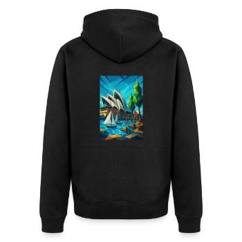 Sydney OPERA HOUSE – L’architecture comme une vague - Veste à capuche bio Premium Unisexe - noir - Dos - Nico (187cm)