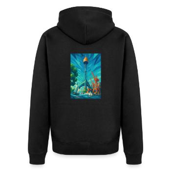 Sydney SYDNEY TOWER – Hauteur en harmonie - Veste à capuche bio Premium Unisexe - noir - Dos - Nico (187cm)