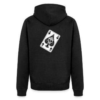 Pik / Spielkarte / Poker / Symbol / schwarz / Skat - Unisex Premium Bio Zip Hoodie - Schwarz - Hinten - Nico (187cm)