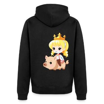 Prinzessin Schwein Märchen - Unisex Premium Bio Zip Hoodie - Schwarz - Hinten - Nico (187cm)